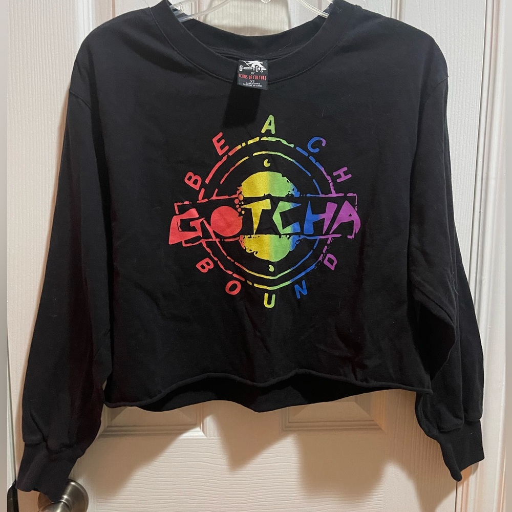 Gotcha black long sleeve raw hemline Women’s size XS
